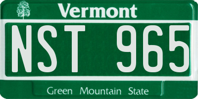 VT license plate NST965