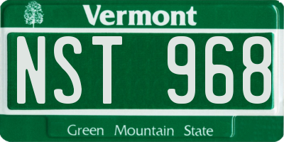 VT license plate NST968