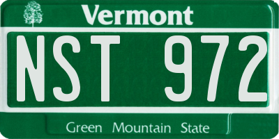 VT license plate NST972
