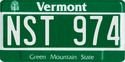 VT license plate NST974