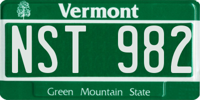 VT license plate NST982
