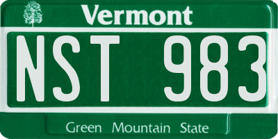 VT license plate NST983