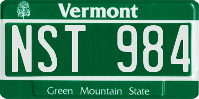 VT license plate NST984