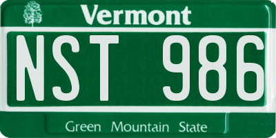 VT license plate NST986