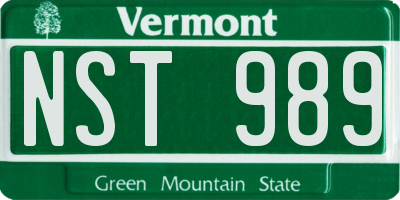VT license plate NST989