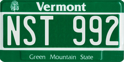 VT license plate NST992
