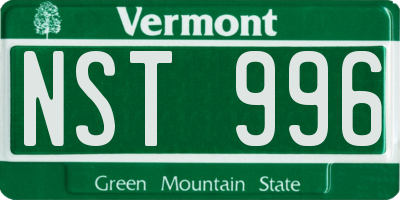 VT license plate NST996