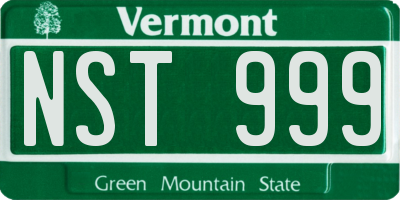 VT license plate NST999