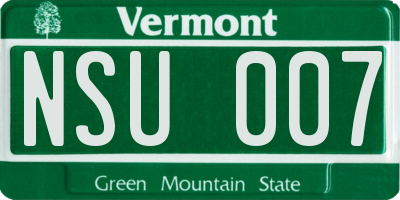 VT license plate NSU007