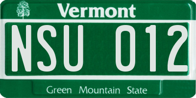 VT license plate NSU012