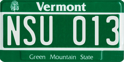VT license plate NSU013