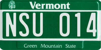 VT license plate NSU014
