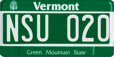 VT license plate NSU020
