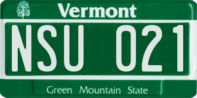 VT license plate NSU021
