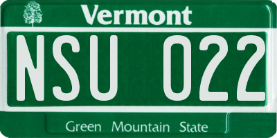 VT license plate NSU022