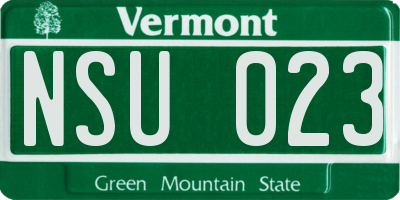 VT license plate NSU023