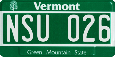 VT license plate NSU026