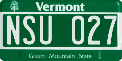 VT license plate NSU027