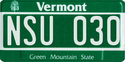 VT license plate NSU030