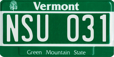VT license plate NSU031