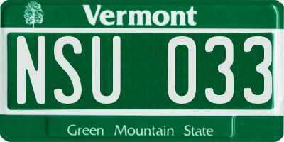 VT license plate NSU033