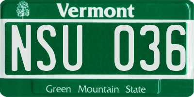 VT license plate NSU036