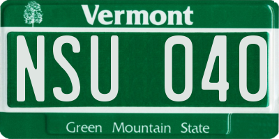 VT license plate NSU040
