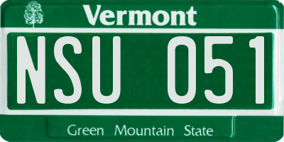 VT license plate NSU051