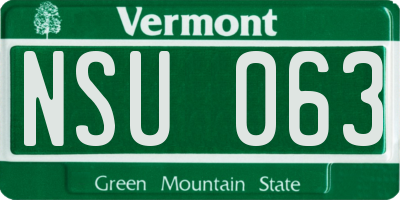 VT license plate NSU063