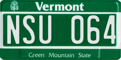 VT license plate NSU064