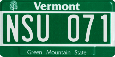 VT license plate NSU071