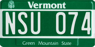 VT license plate NSU074
