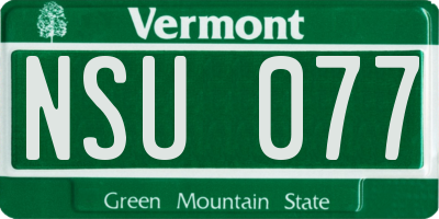 VT license plate NSU077