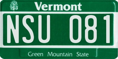 VT license plate NSU081