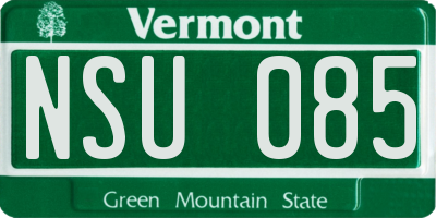 VT license plate NSU085