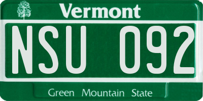VT license plate NSU092