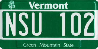 VT license plate NSU102