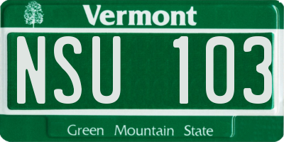 VT license plate NSU103