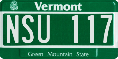 VT license plate NSU117