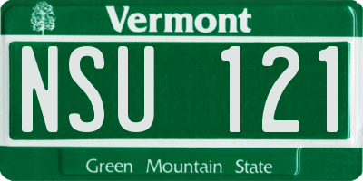 VT license plate NSU121