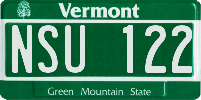 VT license plate NSU122