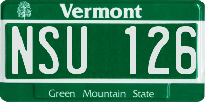 VT license plate NSU126