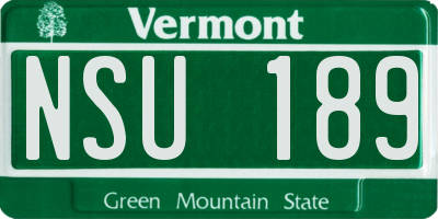 VT license plate NSU189