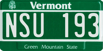 VT license plate NSU193