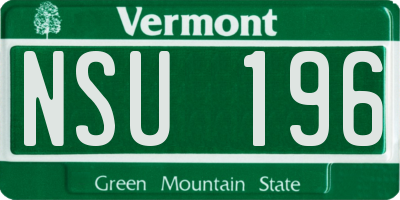 VT license plate NSU196