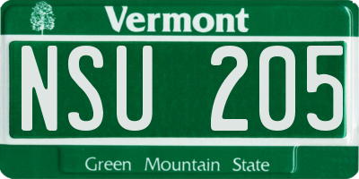 VT license plate NSU205