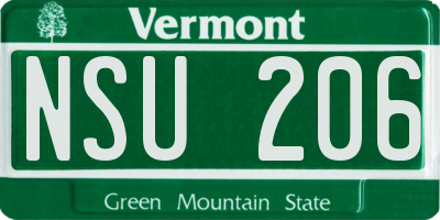 VT license plate NSU206