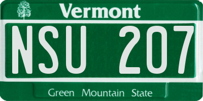 VT license plate NSU207