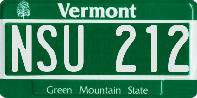 VT license plate NSU212