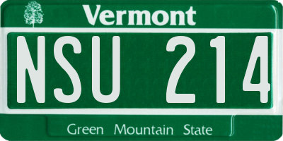VT license plate NSU214